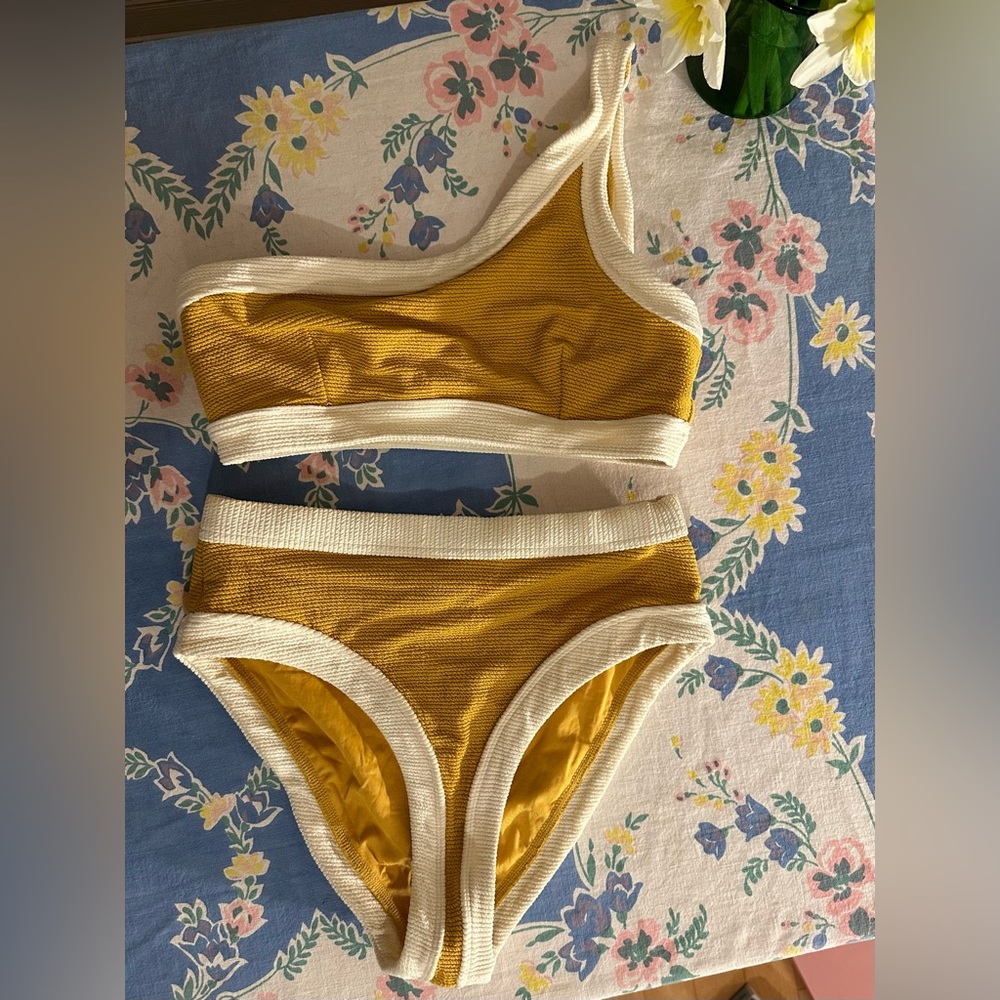 Kopper & Zink Marley Top and Taylor Bottom Turmeric | Asymmetrical Bikini Small
